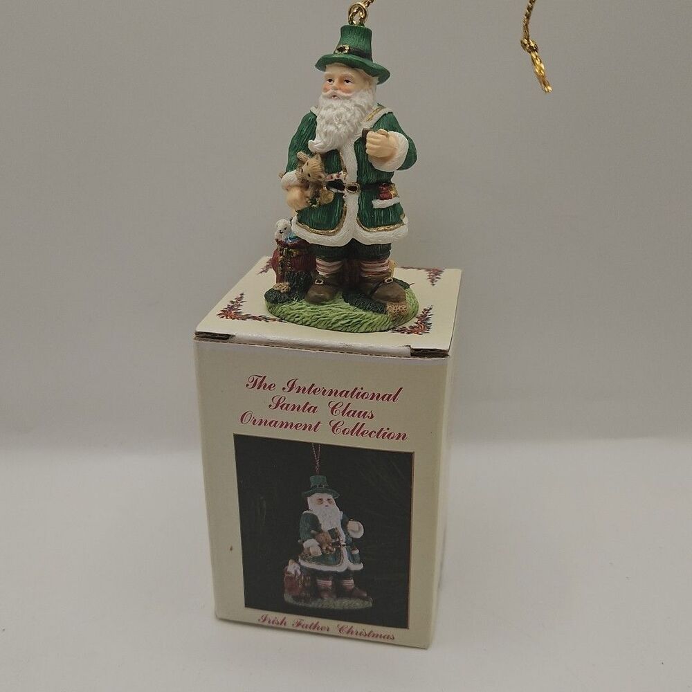 Vtg 1995 International Green Irish Father Christmas Mini Ornament Santa Claus